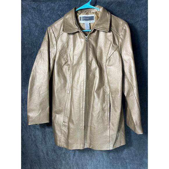 Vintage JL Studio NWT Women's Gold Leather Jacket 14W - Picture 4 of 5